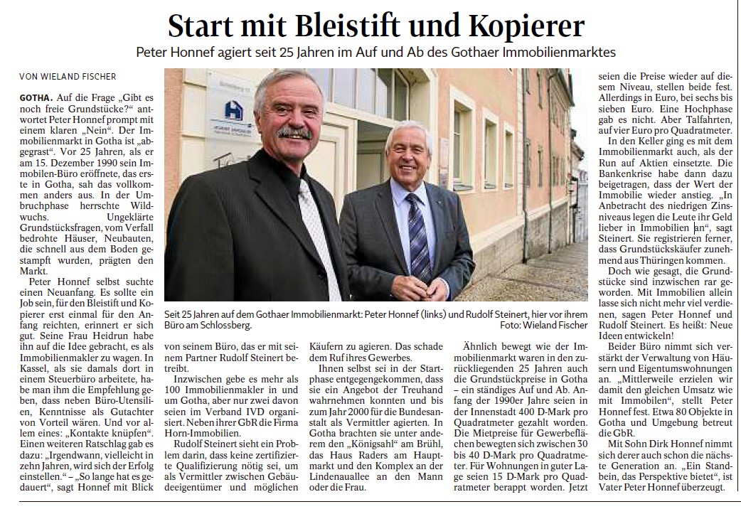 Honnef Immobilien Gotha zum Jubiläums-Interview